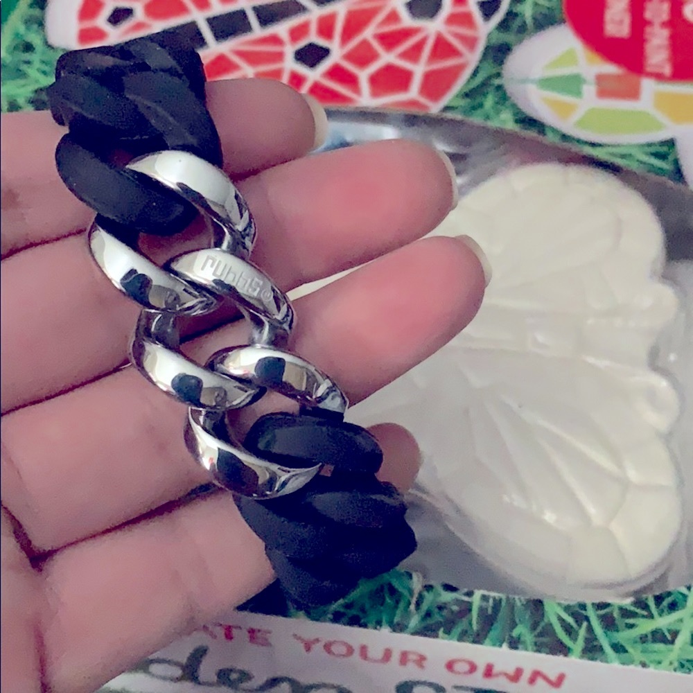 RUBBS bracelet black and platinum tone